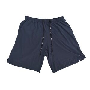 Nike Dri-FIT Mens Navy Blue Running Training Shorts XXL 2XL Drawstring Mesh